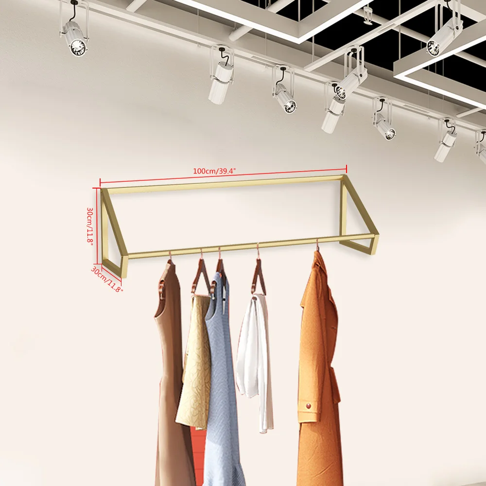 

Wall-Mounted Garment Rack Modern Simple Clothing Store Metal Display Stand Garment Bar Clothes Rail Bathroom Hanging Towel Rack
