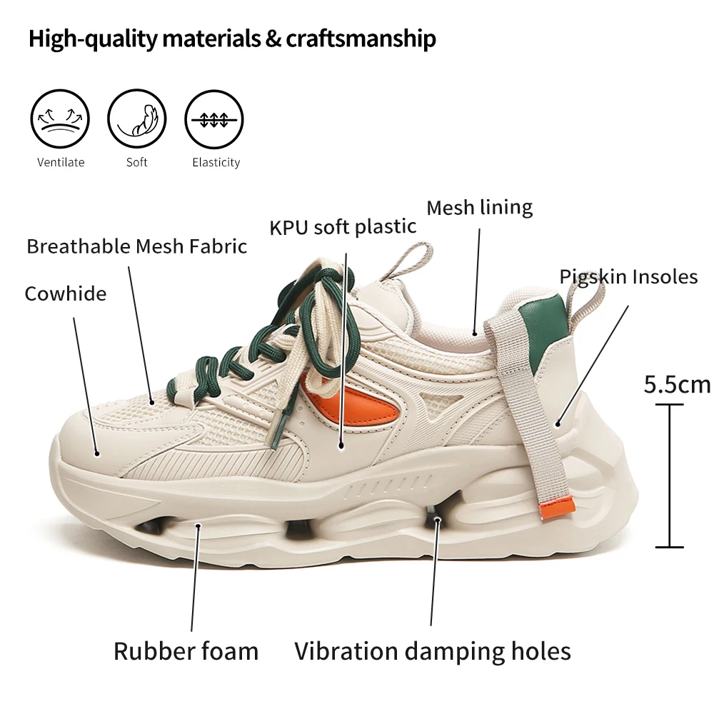SOMILISS Women Platform Chunky Sneakers Genuine Leather Breathable Mesh Patchwork Comfortable Ladies Fashion Casual Shoes