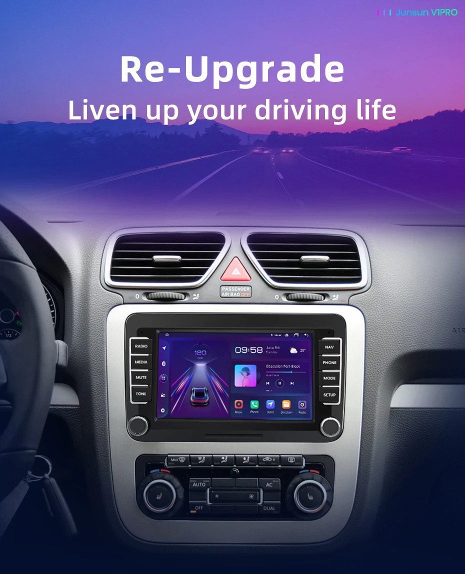 Junsun Autoradio Multimedia-Player für Volkswagen VW Sitz Leon Passat B6 B7 Tiguan Touran Golf Polo Auto RDS GPS 2din Autoradio – Detail 2