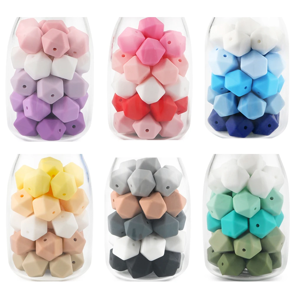 Silicon Beads 10Pcs 14mm Hexagon For Jewelry Making DIY Necklace Bracelets Keychain Handmade Accessories