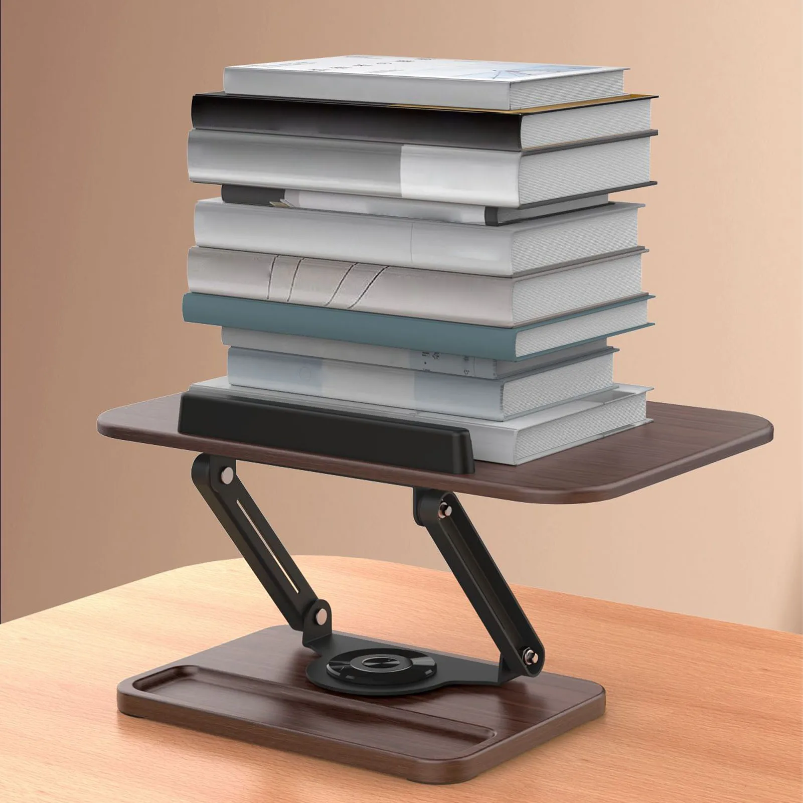 책꽂이 다기능 책 스탠드 접이식 독서 디스플레이 홀더 360도 회전 베이스 펜 슬롯 탄성 페이지 클립 포함