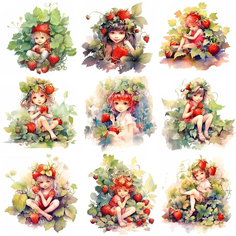

12Pcs/Pack Strawberry Mushroom Girl Sticker DIY Craft Scrapbooking Album Junk Journal Decorative Stickers