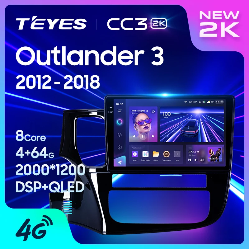 TEYES CC3 2K 미쓰비시 아웃랜더 3 GF0W GG0W 2012 - 2018 왼손잡이 운전용 자동차 라디오 멀티미디어 비디오 플레이어, 네비게이션 스테레오 GPS, 안드로이드 10 No 2din 2 d