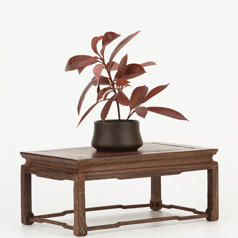 

Top Solid Wood Table Shape Stand For Zen Buddha Statue Incense Burner Base Tea Set Flower Pot Shelves Standing Flower Home Decor