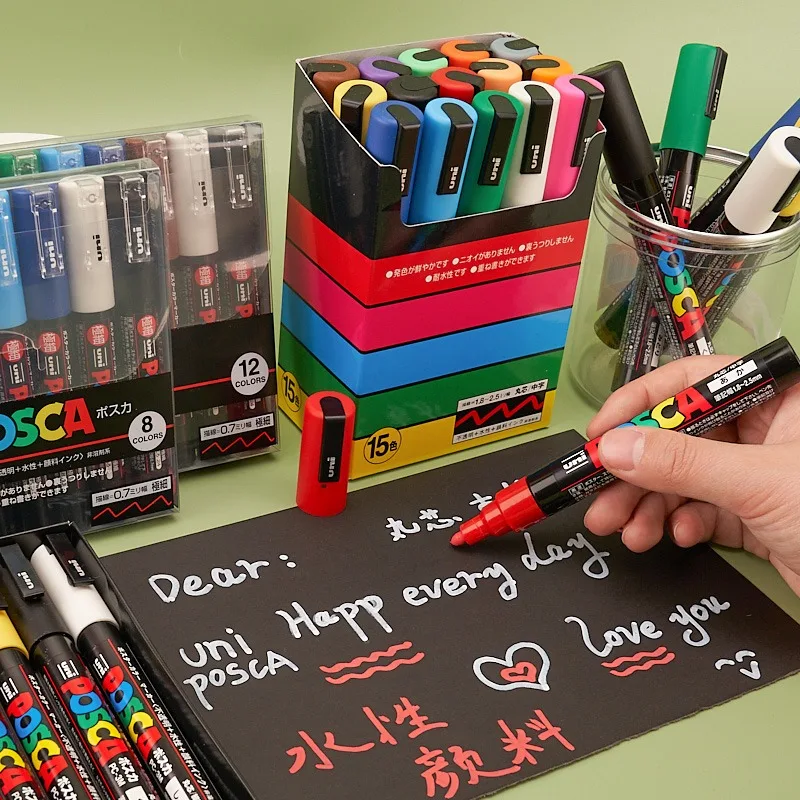 UNI POSCA Marker Pen Set Plumones 예술용품 PC-1M 3M 5M Water Based Color  Permanent Acrylic Paint Pen Graffiti School Supplies - AliExpress