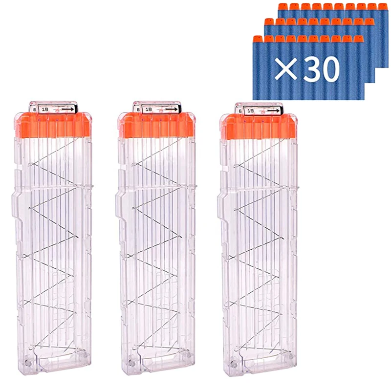 3Pack Curved Magazine Quick Reload Clip Orange With 30pcs Dart Refill Soft  Bullets For Nerf Toy Guns N-Strike Elite Series - AliExpress