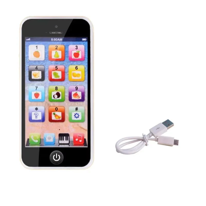 טלפון סימולציה לילדים צעצועים מוזיקליים לתינוקות למידה מוקדמת באנגלית עם תאורה וצליל, צעצוע קולי נייד