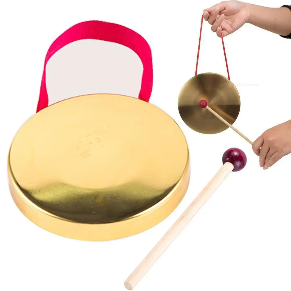 Hand Gong With Wooden Stick Copper Gongs Children Toy Traditional Chinese Folk Percussion Musical Instrument
