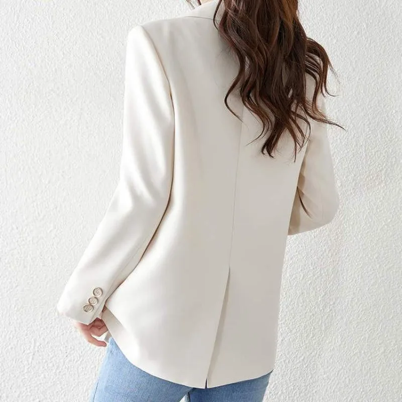 2023 New Women Graceful Fashionable Suit Jacket Commuter Solid Color Business One-button Outwear Casual All-Match Loose Outcoat
