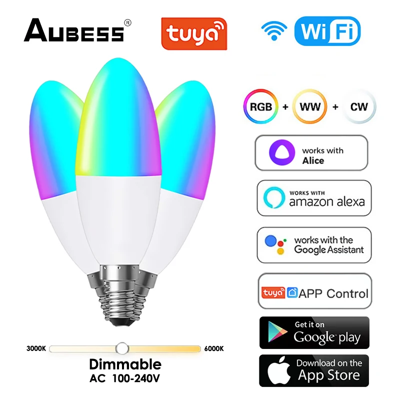 E14 Smart Light Bulb Google Home Wifi Light Bulb E14 Google Home