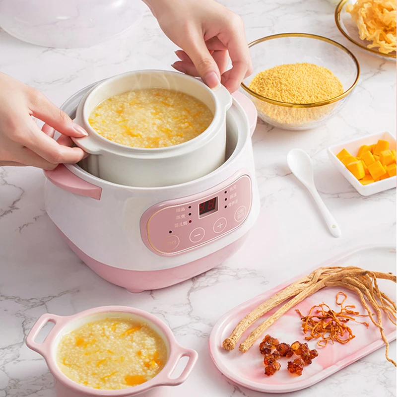 200W Electric Slow Cooker Food Steamer Stew Cup Multicooker Ceramic Pot Cubilose Stew Pregnant Tonic Baby Supplement Food Warmer 2