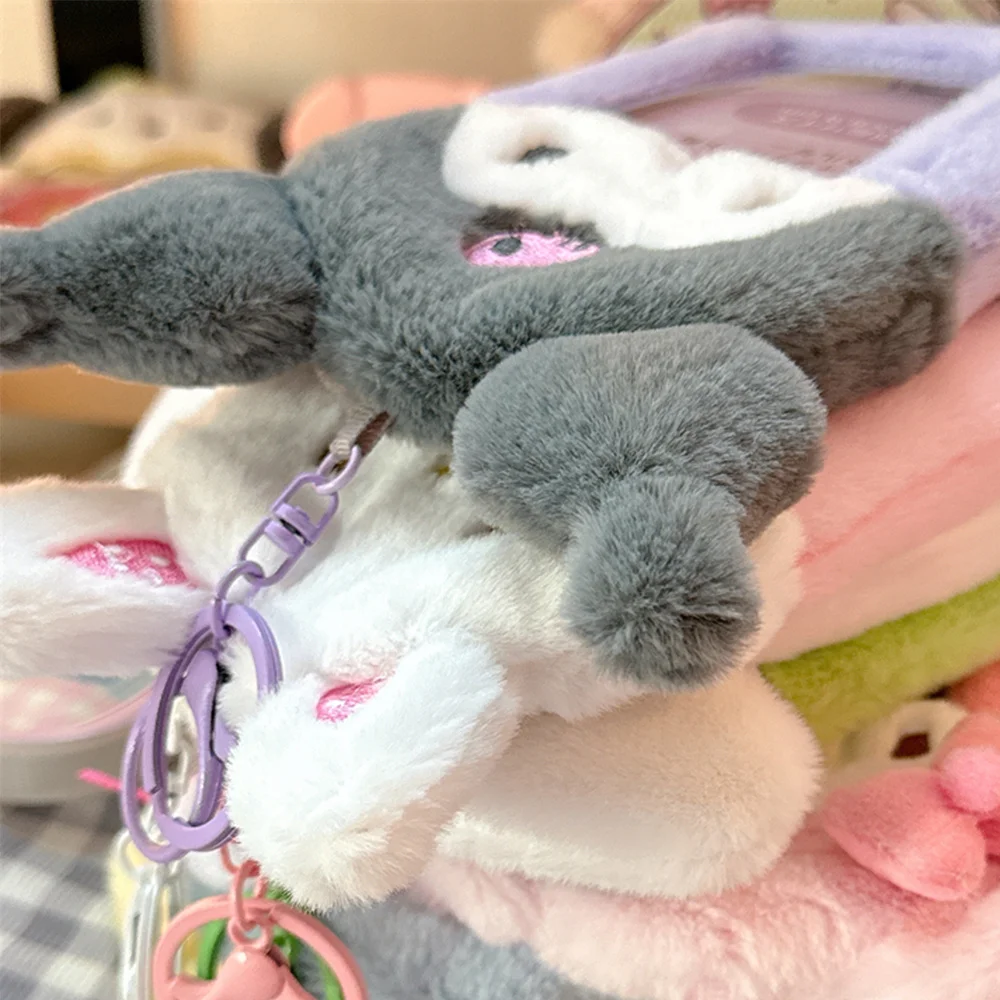 Plush Card Holder Sanrio Hello Kitty Kuromi Melody Card Case Keychain Photo Display Sleeves Bag Pendant Gifts