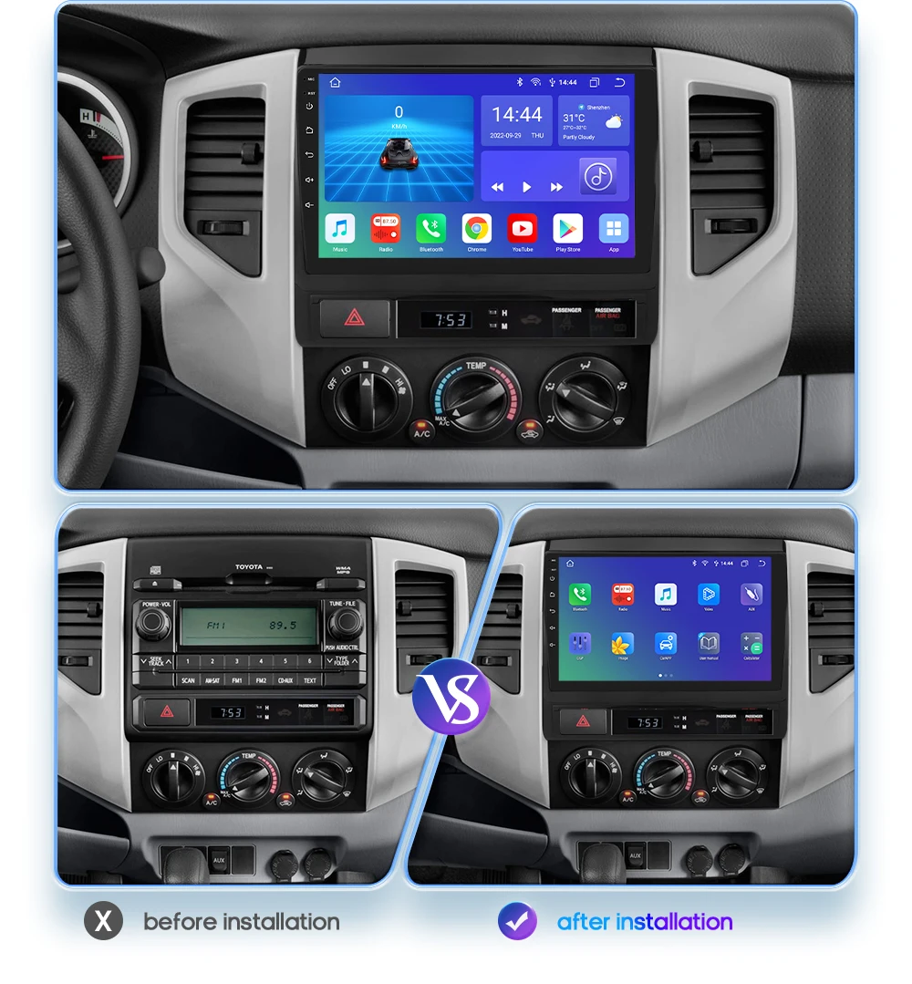 Hizpo Android 14 DSP RDS Carplay 4G WIFI BT GPS Head Unit For Toyota Tacoma 2 HILUX 2005-2015 Car Radio Multimedia Video No DVD