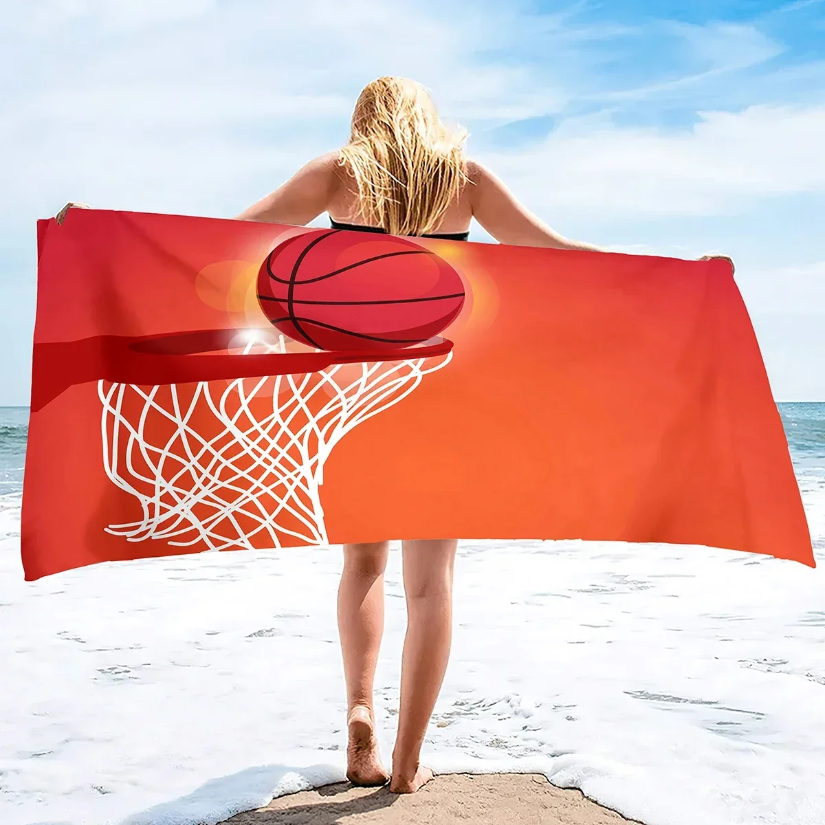 Basketball Large Beach Towel,Soft and Quick Dry Oversized Bath Towel Soft Microfiber for Sports Girls Teens Adults Men
