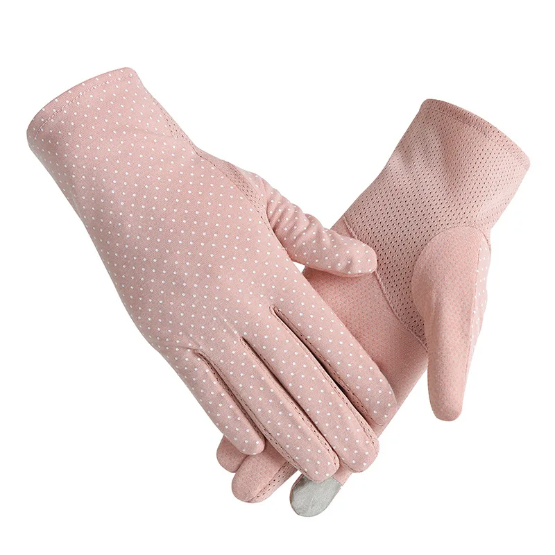 Summer Ladies Thin Gloves Comfortable Breathable Bear Embroidery Sunscreen Riding Outdoor Touch Screen Ultraviolet-Proof Gloves