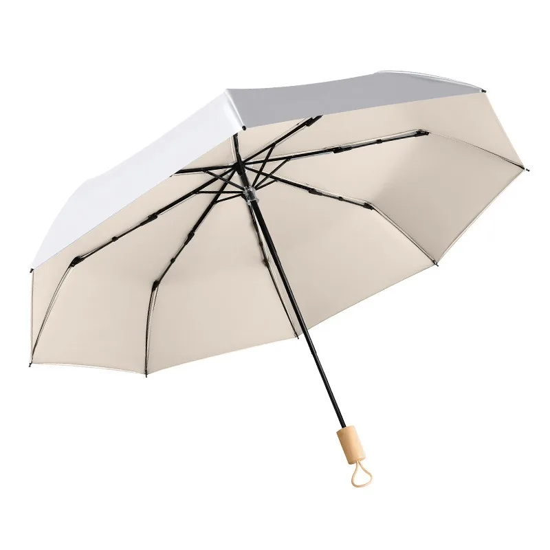 Titanium Silver Double Layer UPF50 Compact Travel Umbrella
