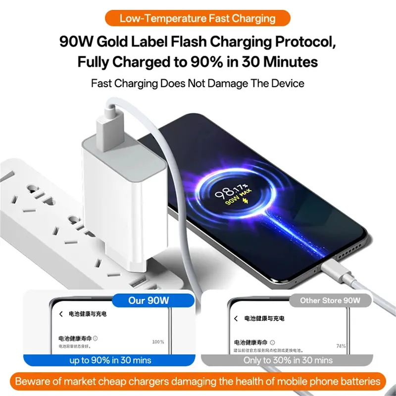 90W USB Charger Turbo Fast Charge 6A Type C Cable for Phone Adapter for Xiaomi 15 14 13 12 11 10 Ultra Redmi Note 12T 13 Pro - Image 5