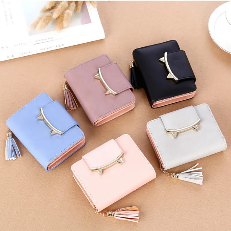 PU Fashion Wallets for Women 2023 Cute Student Short Wallet Simple and Fresh Ladies Coin Purse