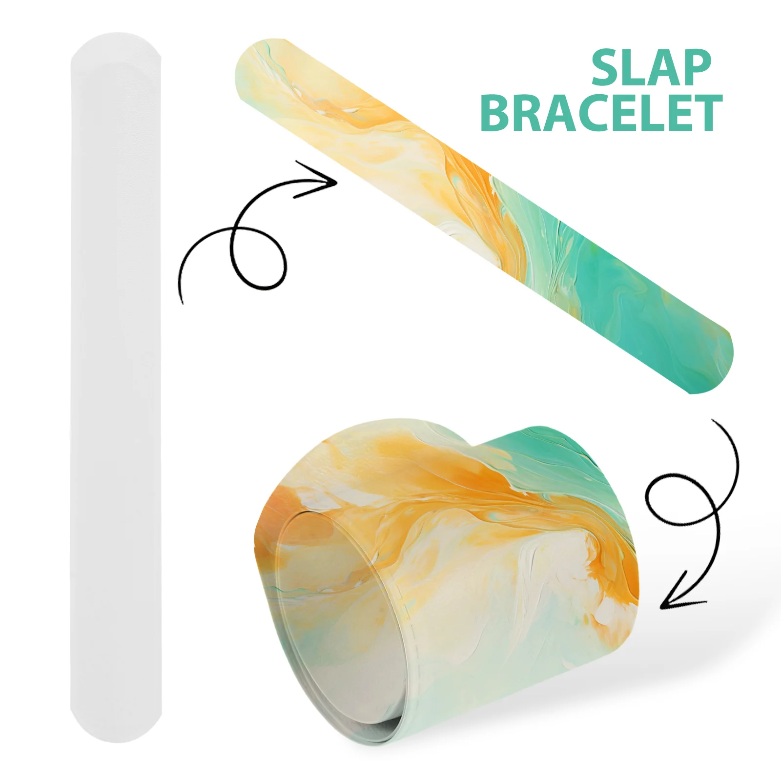 30 Pcs Whiteboard Blank Pure Ring Child Charm Bracelet Snap Bands Wrapping Paper Pvc Slap Wristband for Kids Bulk