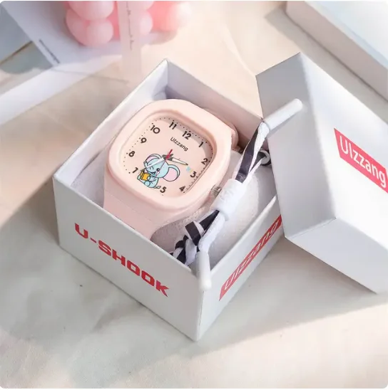 جديد جميل الكرتون الاطفال ووتش مربع مضيئة ووتش الأ...