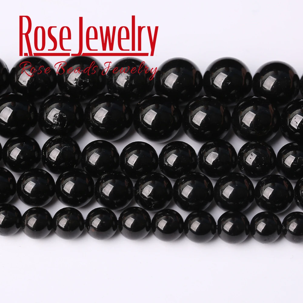 

оптовая продажа AAAAAAA натуральный черный турмалин круглый драгоценный камень 15 '' цепь 6 / 8 / 10 / 12