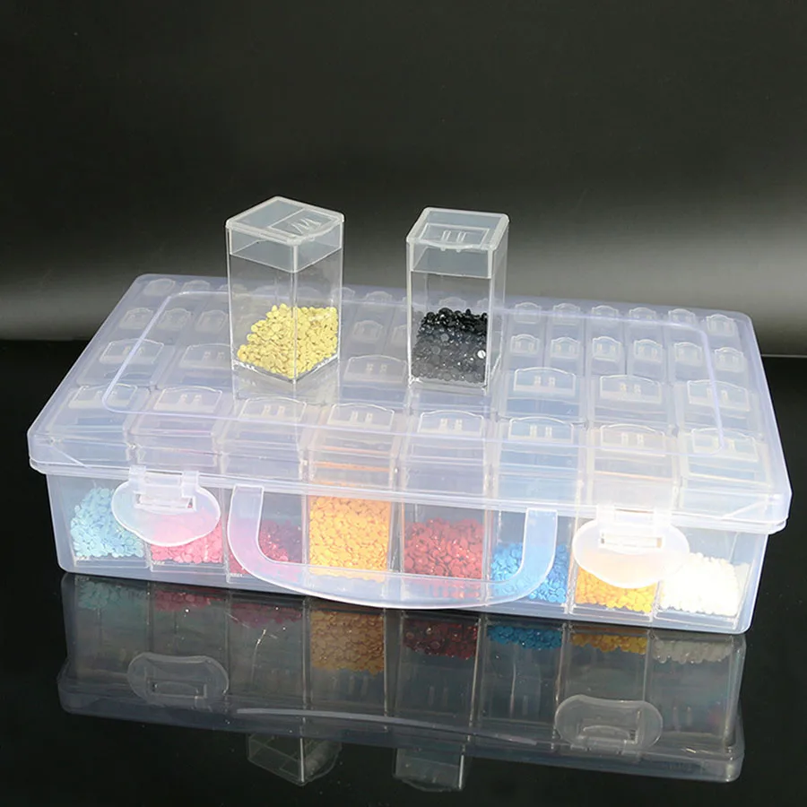 1pc 28/32/48/56/64 Slots Plastic Storage Box DIY Diamond Painting Beads Charms Jewelry Accessories Organizer Box