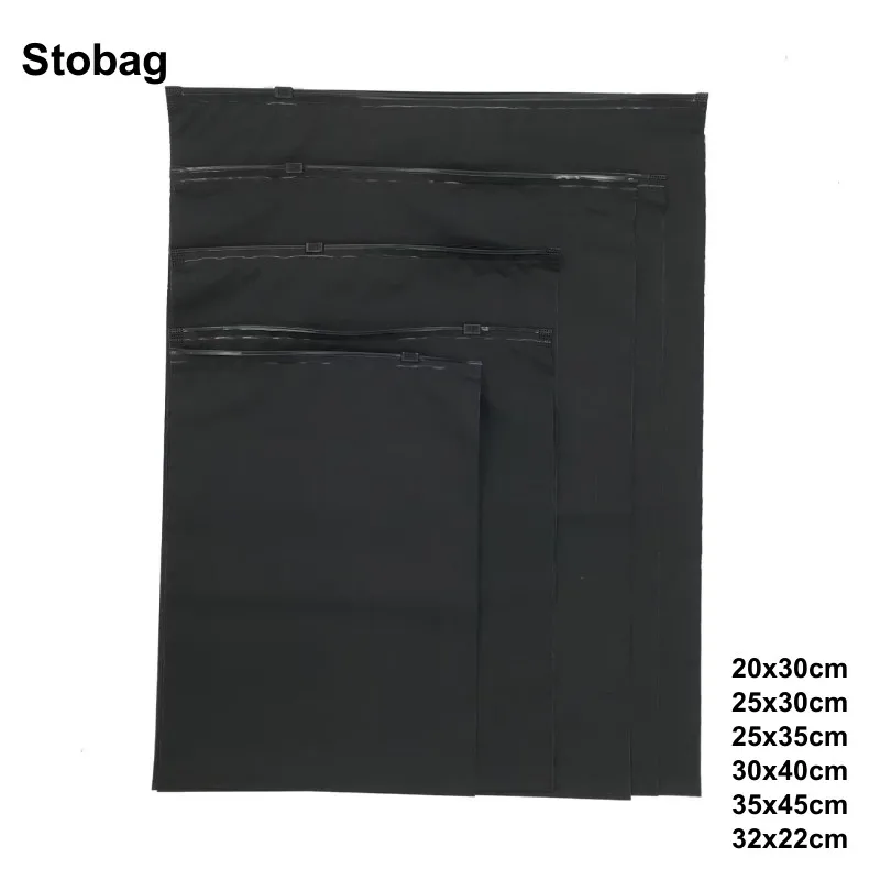 StoBag 50pcs Black Frosted Clothes Packaging Zipper Bags Ziplock Shirt ...