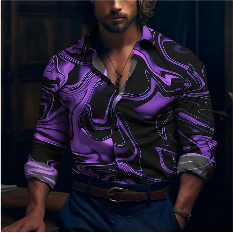 Shirt Men Fashion Luxury Party Casual Dance Street Outdoor Butterfly Pink Plus Size