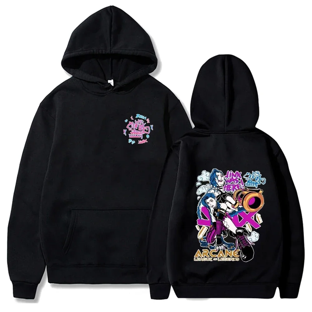 Arcane Jinx Graffiti Hoodies Men Women Anime Hoodie Harajuku O-neck Pullover Fashion Casual Hip Hop Streetwear Fans Gift Unisex - Image 5