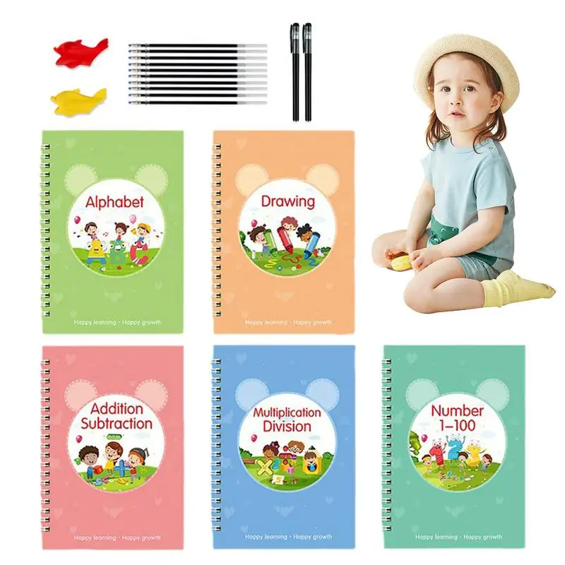 

Practice Copybook For Kids Kids Learning Activities Reusable Preschool Calligraphy Workbook With 5 Copy Books For Practice