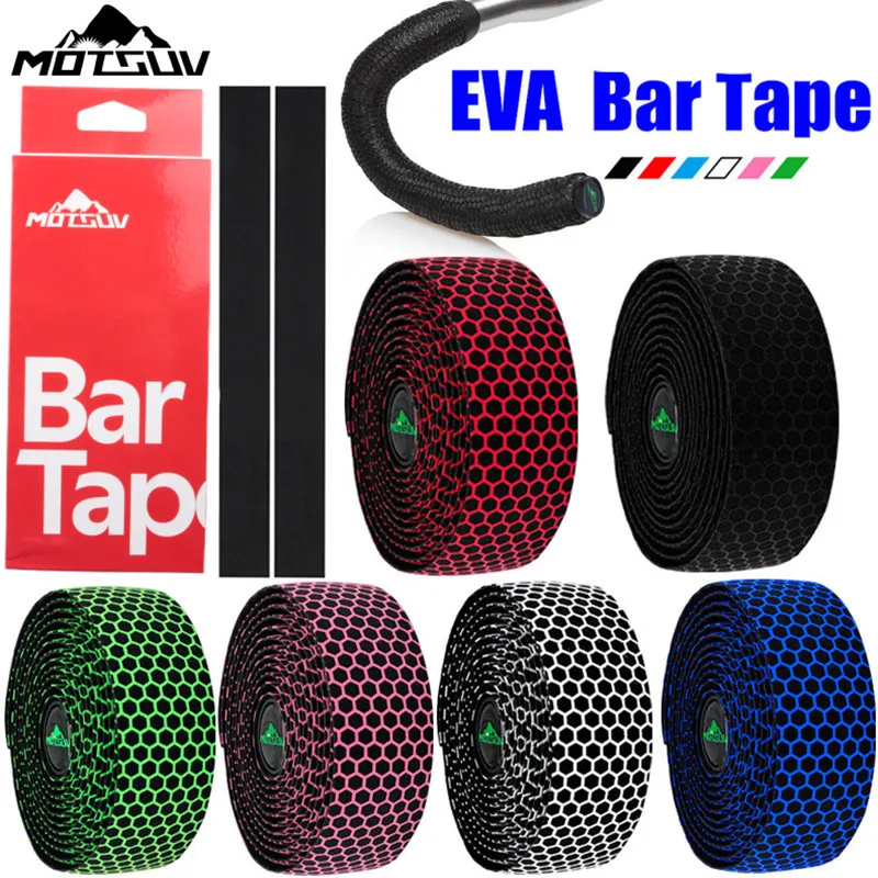 MOTSUV Road Bicycle Handlebar Cork EVA PU Bike Bar Tape Professional Cycling Damping Anti-Vibration Wrap Bar Plug