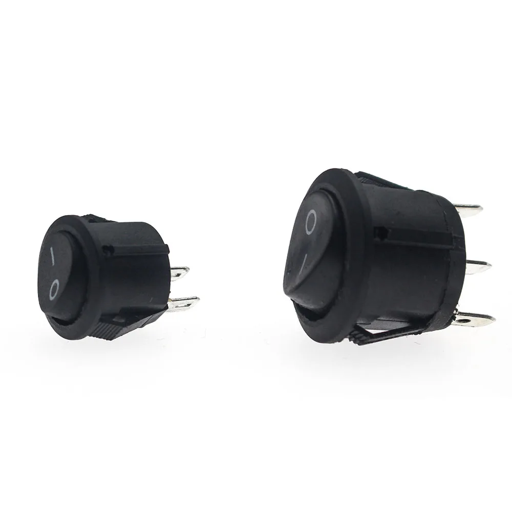 Rodada de Cobre Incorporado Switch Round Forma Barco Interruptor Vermelho e Preto Posição Rocker 16 mm 23 mm Spst 2pin 3pin 250v 6a 50 Pcs por Lote