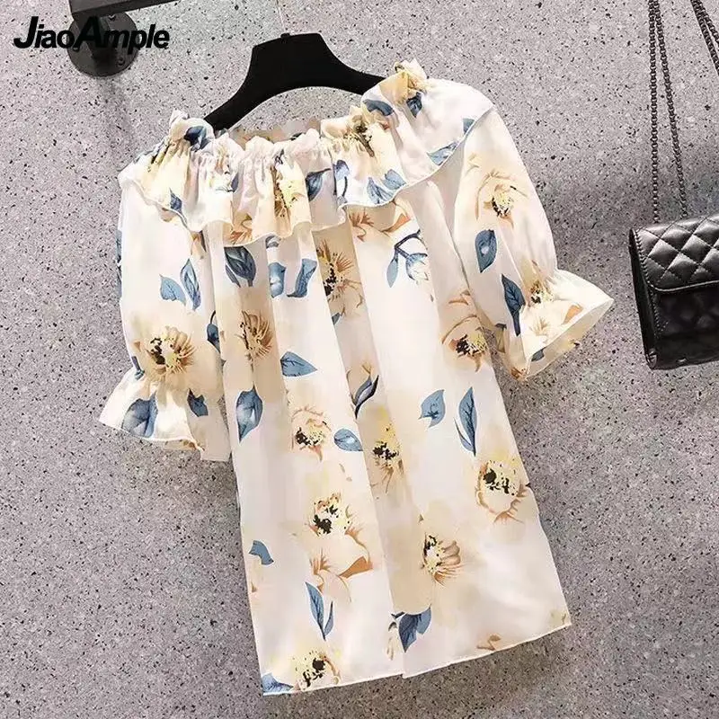 Women's Summer Shorts Suit 2022 New Casual Printed Shirt Top Pants Two Piece Korean Fashion Elegant Short Sleeve Blouse Set