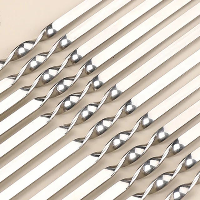 10Db Rozsdamentes Acél Grillnyugati Nyárs Újrafelhasználható Bbq Kebab Vasbot Kültéri Kemping Piknik Szerszámok Főzési Szerszámokhoz - Image 5