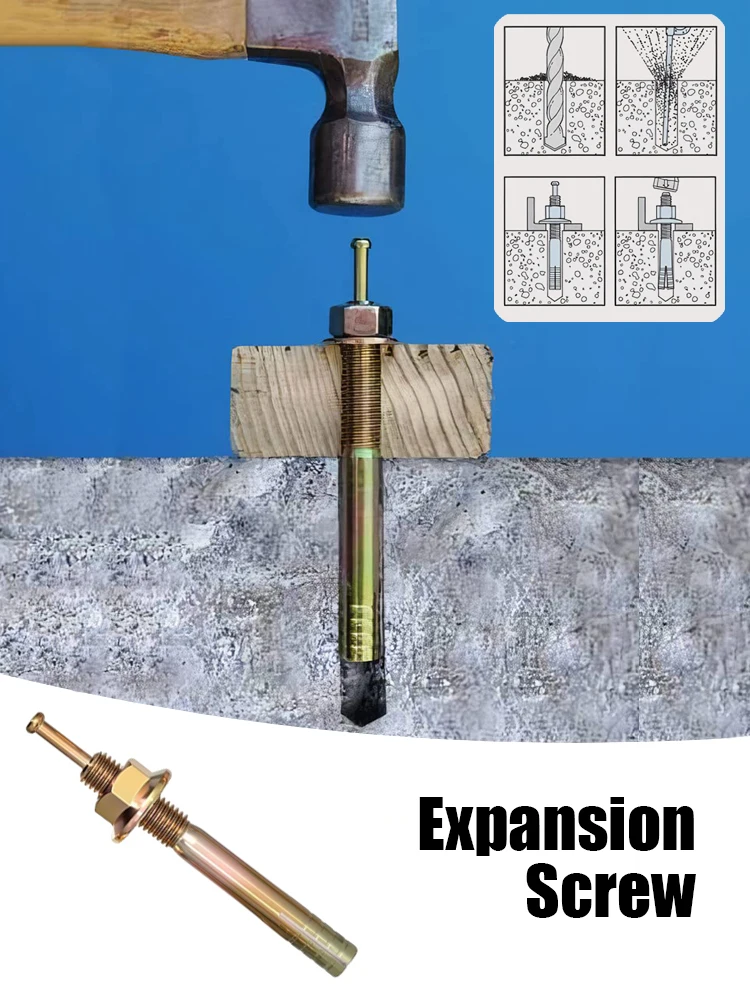 Description Picture 3 of itemYellow Zinc Plated Expansion Screw Expansion Bolt Anchor Sleeve Concrete Anchor Bolt Link Rod Wall Fastener Nail 45mm/50mm/60mm