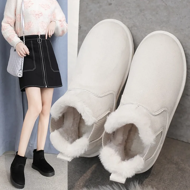 New Women Boots Thickening Plus Velvet Winter Fashion Warm Short Boots Cotton Shoes Women'S Snow Winter