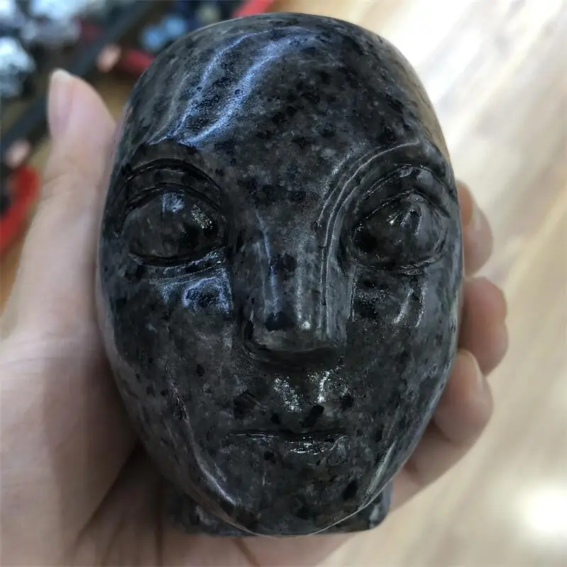 

High-quality Yooperlite Alien Skulls Stone Carving Figurine Healing Crystal Statue Home Decoration Gemstone Craft Gift 1pcs