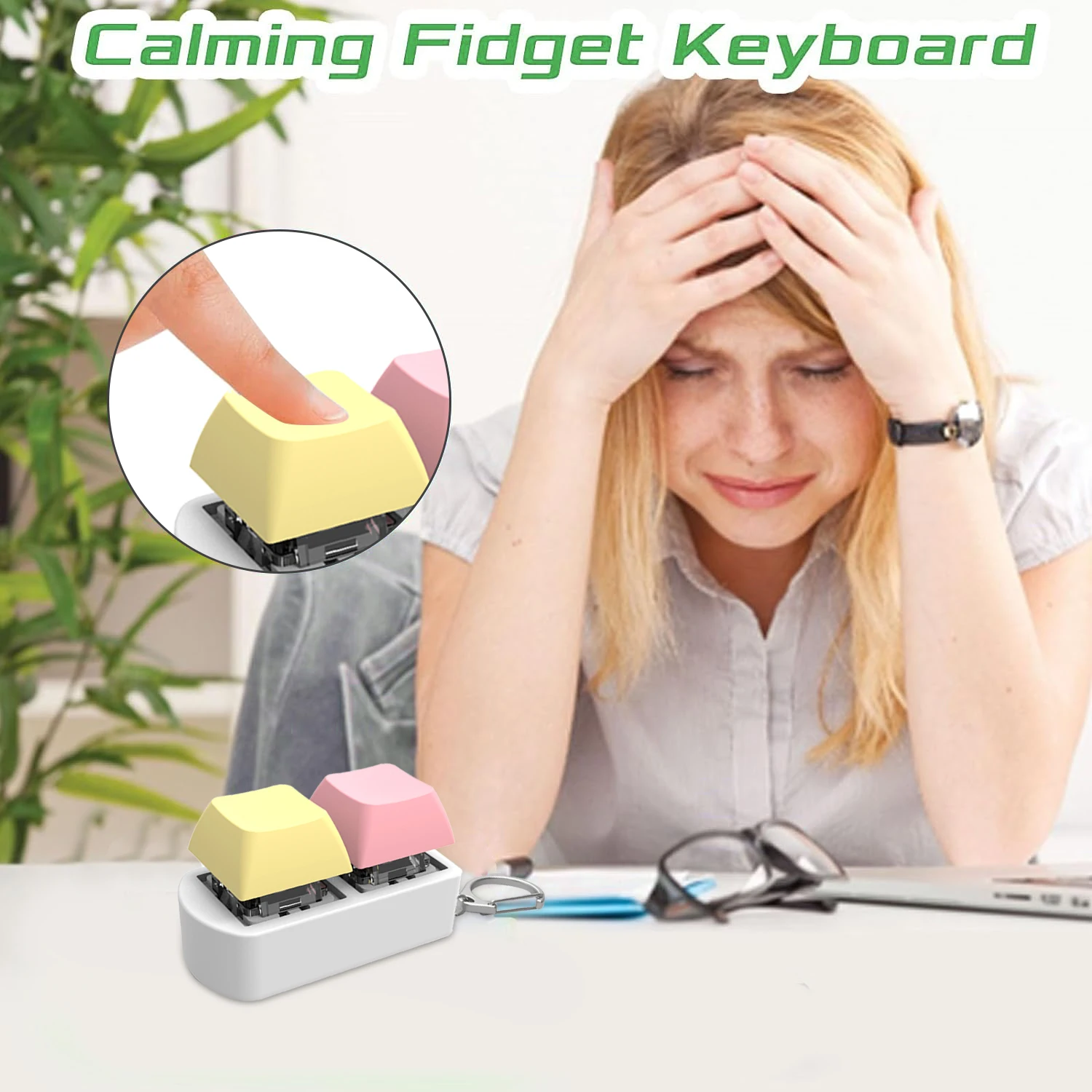 Fidget Toy Sensory Fidget Toy Anti Stress Toy Finger Sensory Toy Mini 2 Key Keyboard Caps