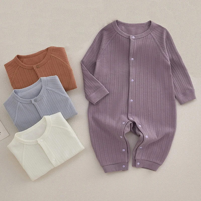 Autumn Baby Jumpsuit for Boys Girl Solid Color Newborn Clothes