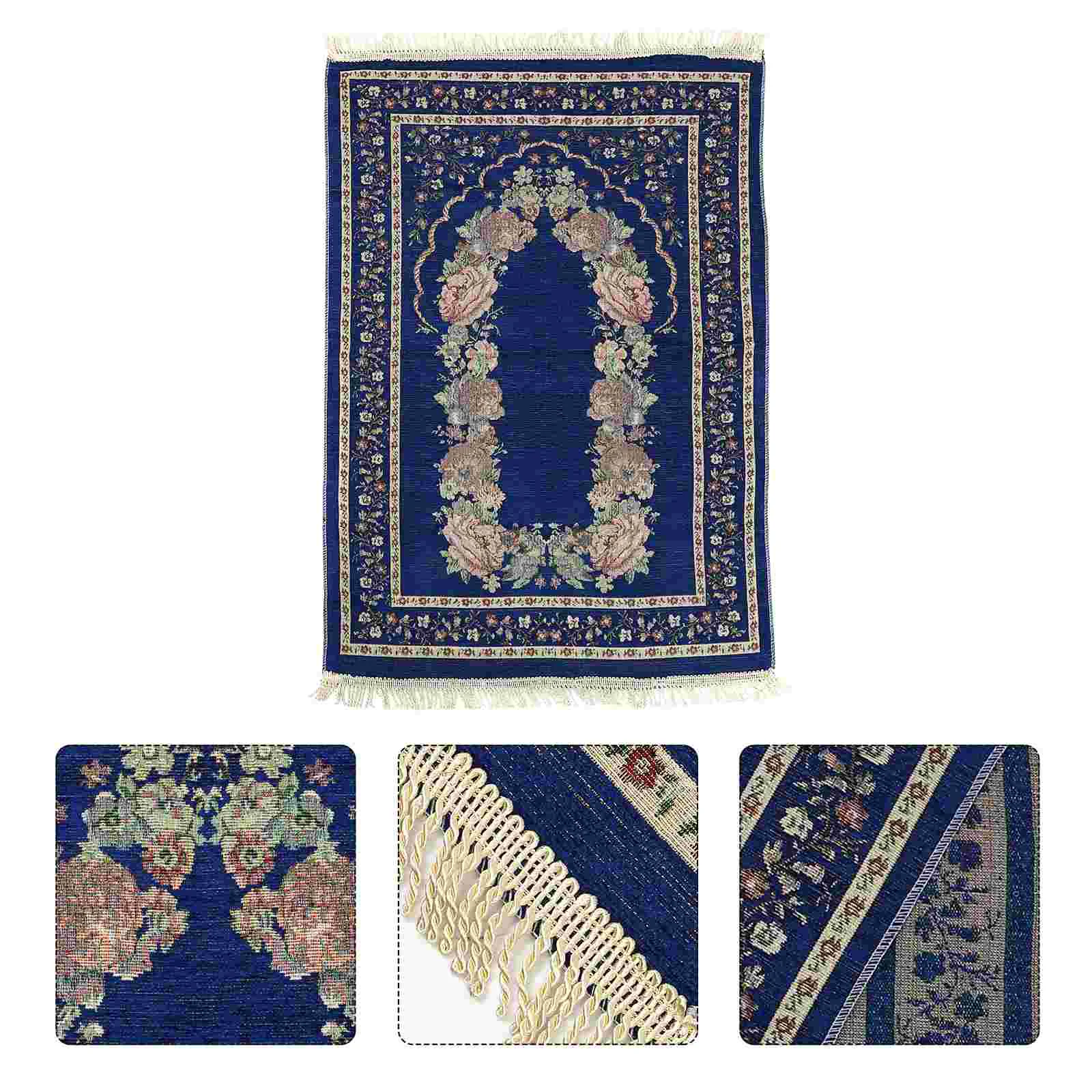 

Prayer Rug Delicate Carpet Comfortable Mat Area Rugs Muslim Theme Polyester Man