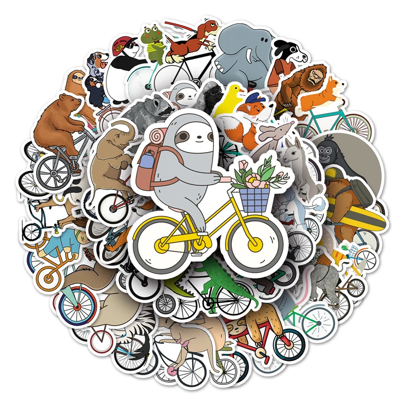 

50pcs Animal Bicycle Stickers decal scrapbooking diy pasters home decoration phone laptop waterproof cartoon accessories