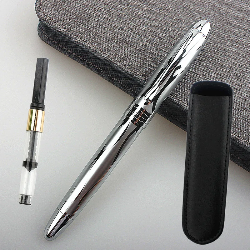 

high quality 5010 silver Business Office Fountain Pen EF Or F Nib Student School Stationery Supplies Ink Calligraphy Pen bag