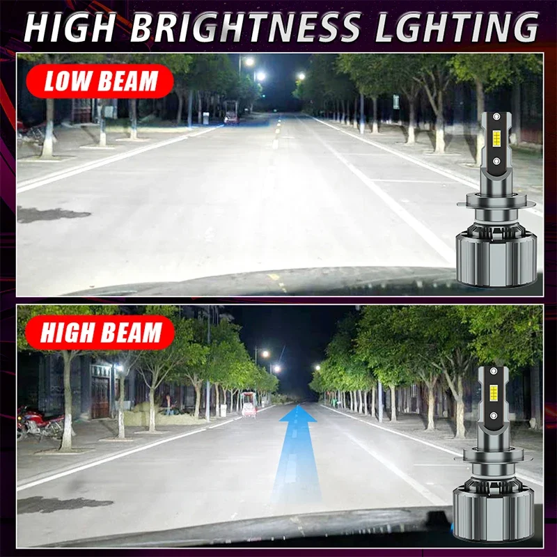 H4 H7 H11 LED 헤드라이트 전구 고출력 자동차 헤드램프용 H8 H9 9005 9006 HB3 HB4 9012 HIR2 자동차 다이오드 램프 캔버스 6500K 12V
