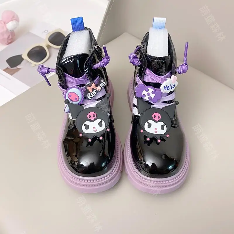 

Sanrio Kawaii Kuromi Kid Boots Autumn Cartoon Anime Sweet Cute Martin Boot Nonslip Waterproof Outdoor Casual Shoes Gift for Girl