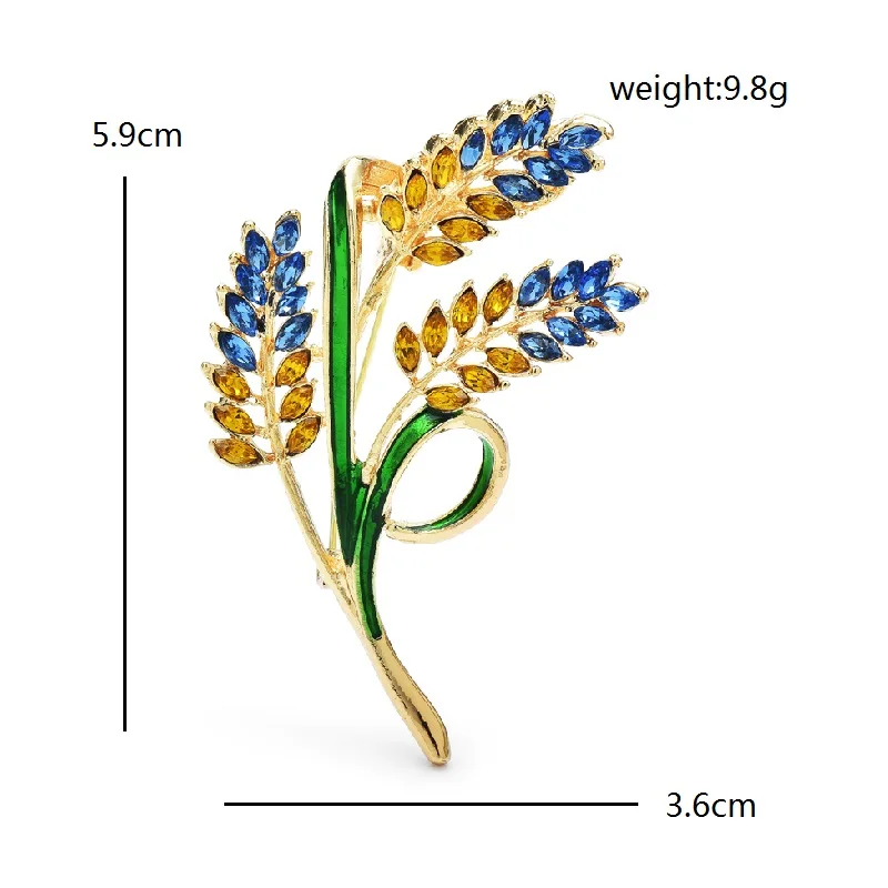 Ukrainian Blue and Yellow Wheat Brooch