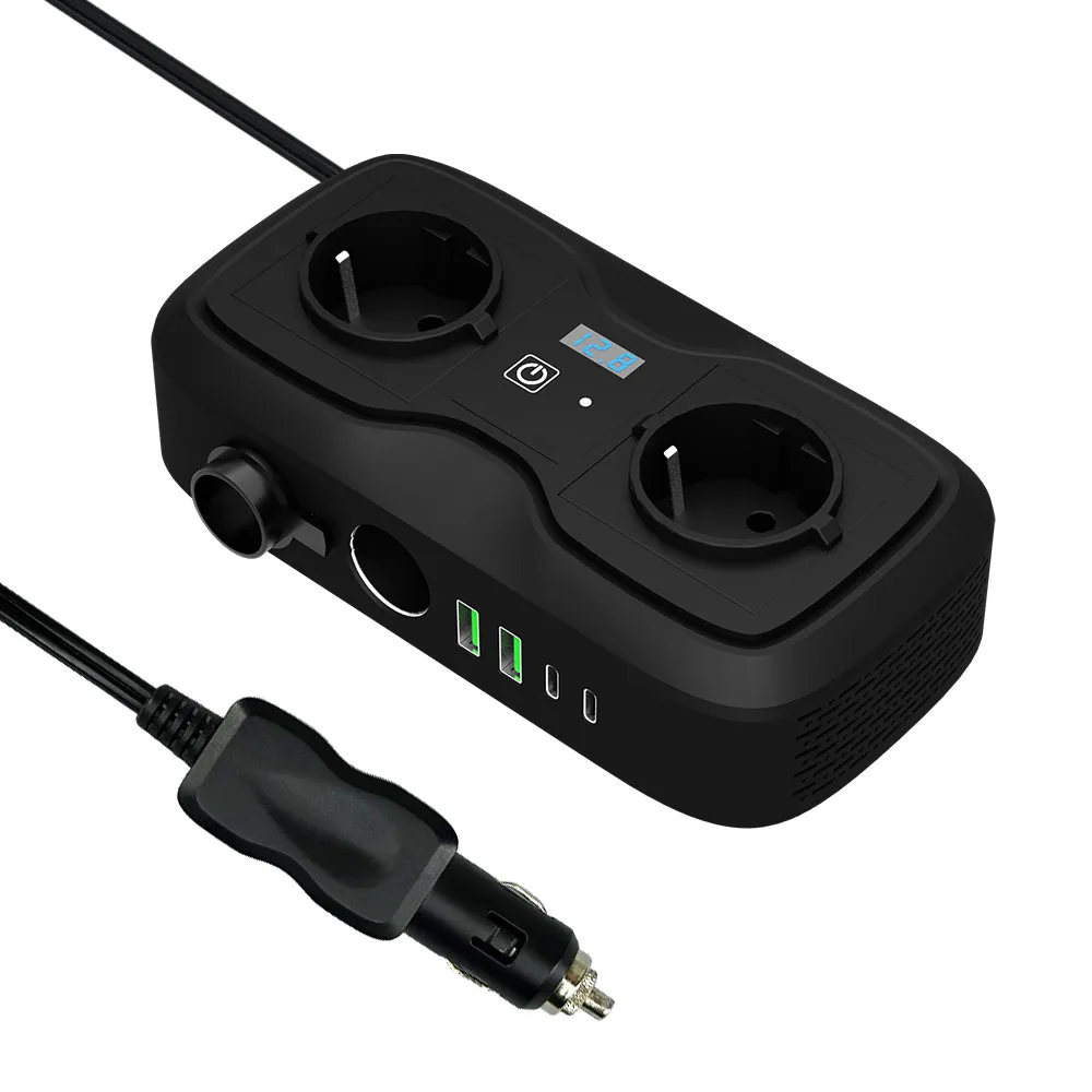12V To 220V 200W Peak LED Display Sockets Power Inverter Car Power Inverter Adapter Converter With 3.6A Dual USB Type-C EU vehicle inverter car converter inverter car inverter car power converter power inverter