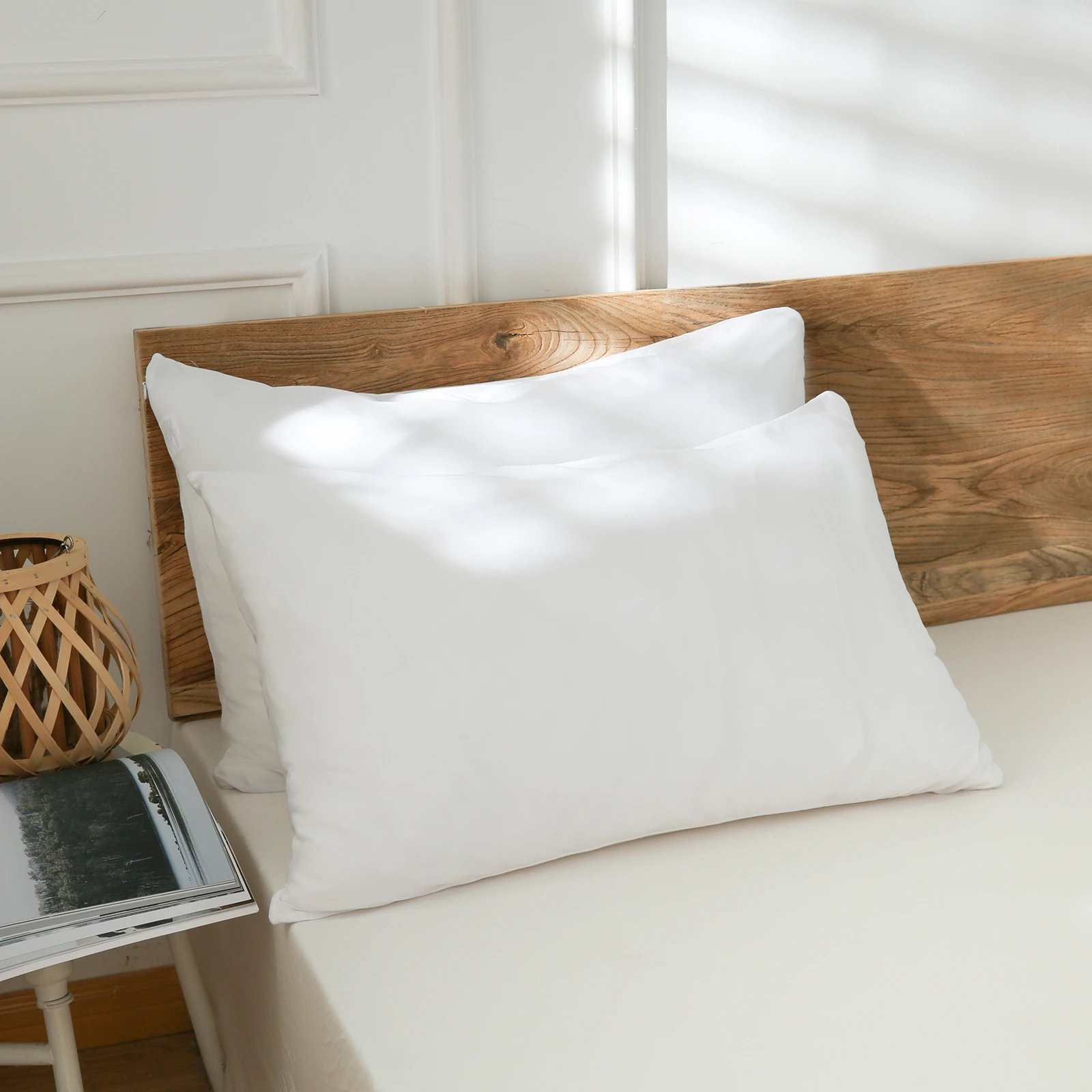 Simple&opulence 100 Cotton 2pcs Waterproof Pillow Case With Zipper