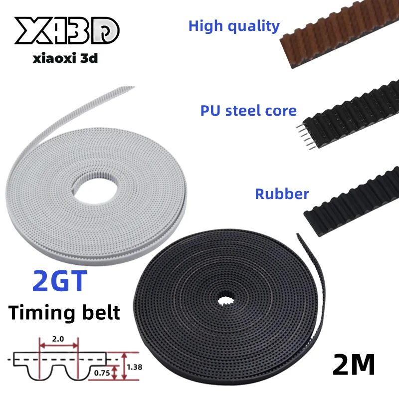 Rubber/PU with Steel Core GT2 Belt 6mm/10mm Width 2GT Cutting Length 1/2/5/10M For 3d Printer