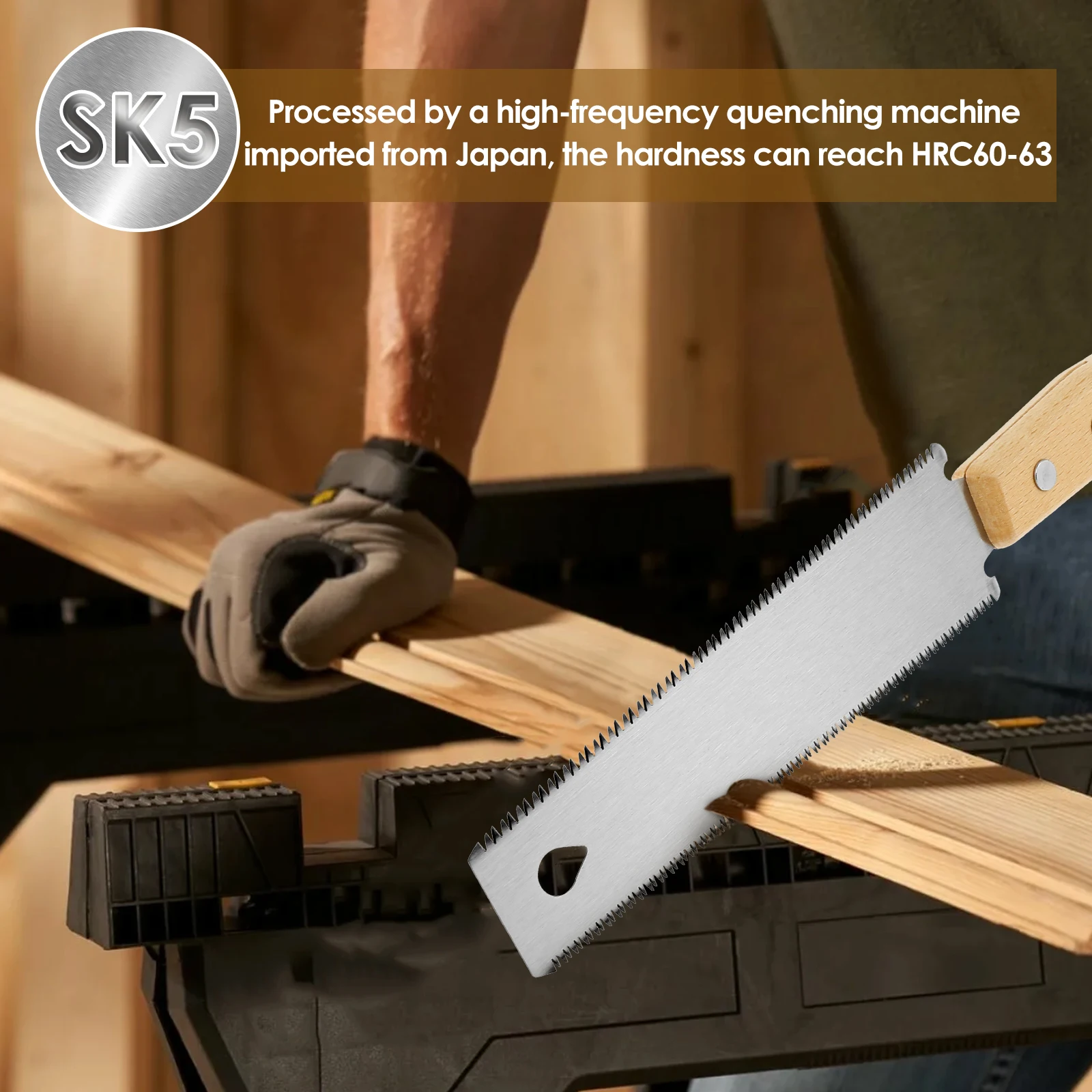 New Japanese Hand Saw 6inch SK5 High Carbon Steel Double Edged Hand Saw 14/17 TPI Woodworking Flush and Finish Cutting Wood Saw 3