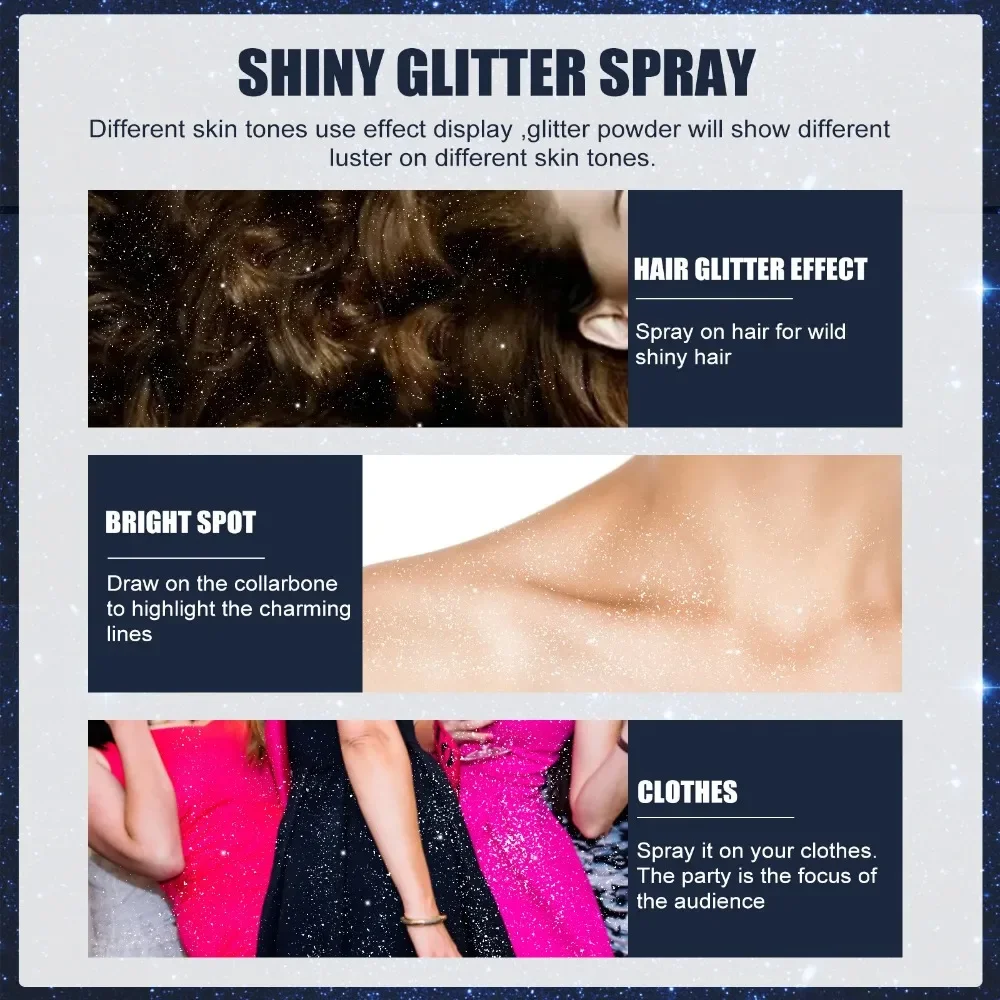 Body Glitter Spray Highlighter Powder 60Ml For Halloween Festival Party